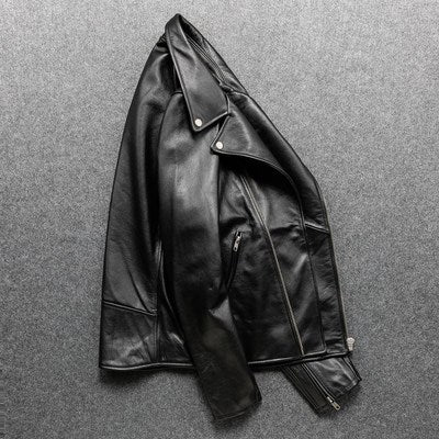 Lapel Slim Fit Leather Motorcycle Jacket