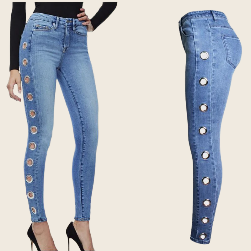 Hoop Detail Skinny Jeans - Women's, enhanced product photo
