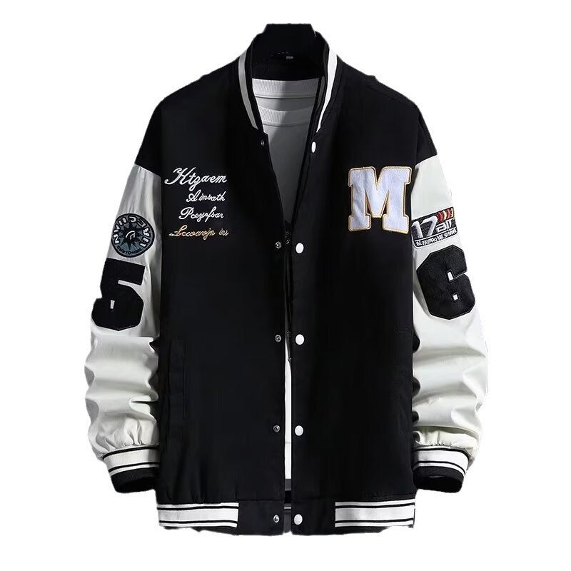 Letter Print Baseball Jacket — Men&