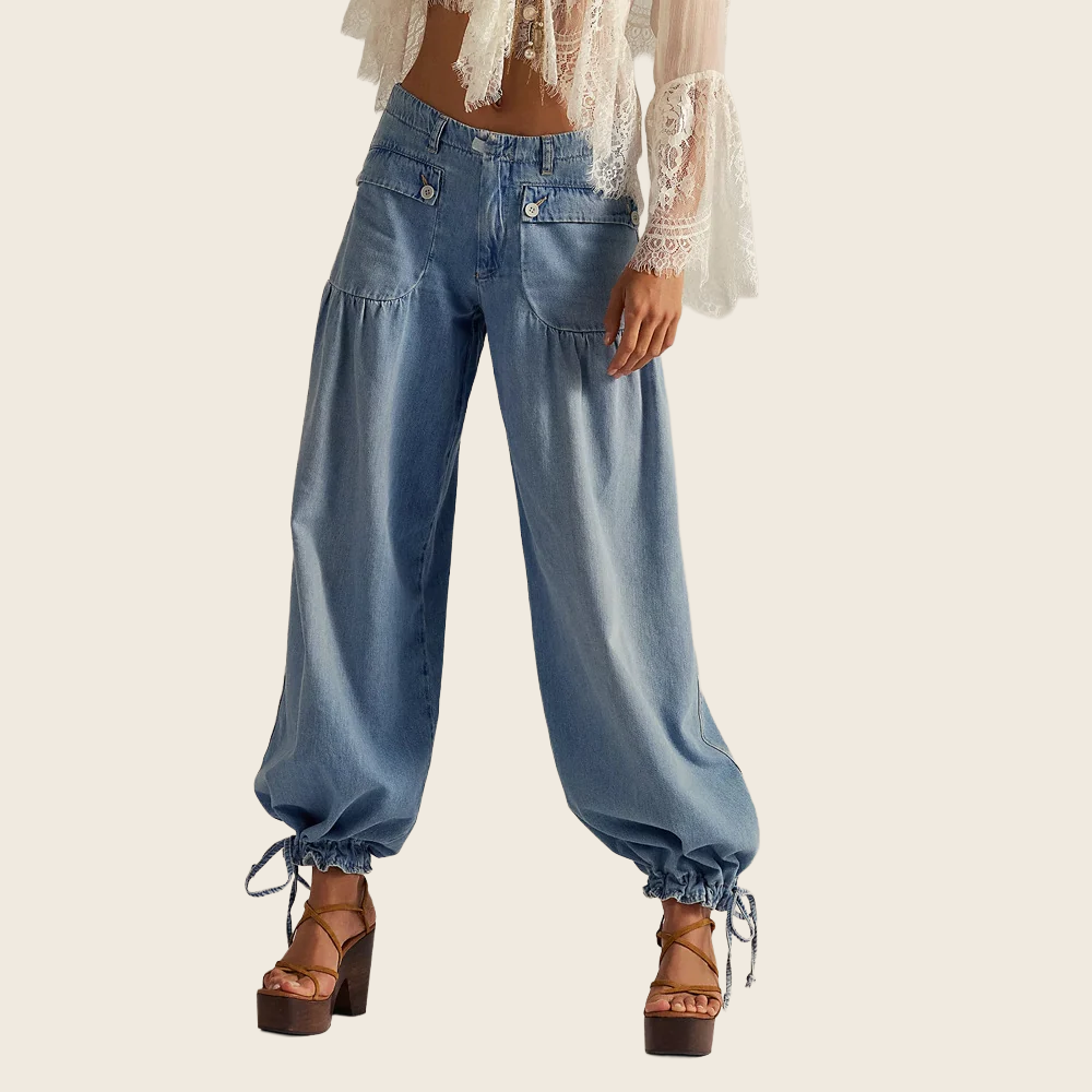 Casual Loose Mid-Waist Straight Jeans - Women's, enhanced product photo