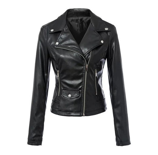 Leather Motorcycle Jacket Black Outerwear
