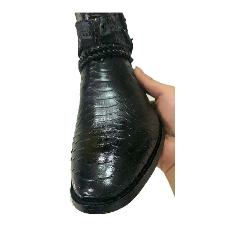 Serpentine Pointed Flower Chelsea Boots — Men&