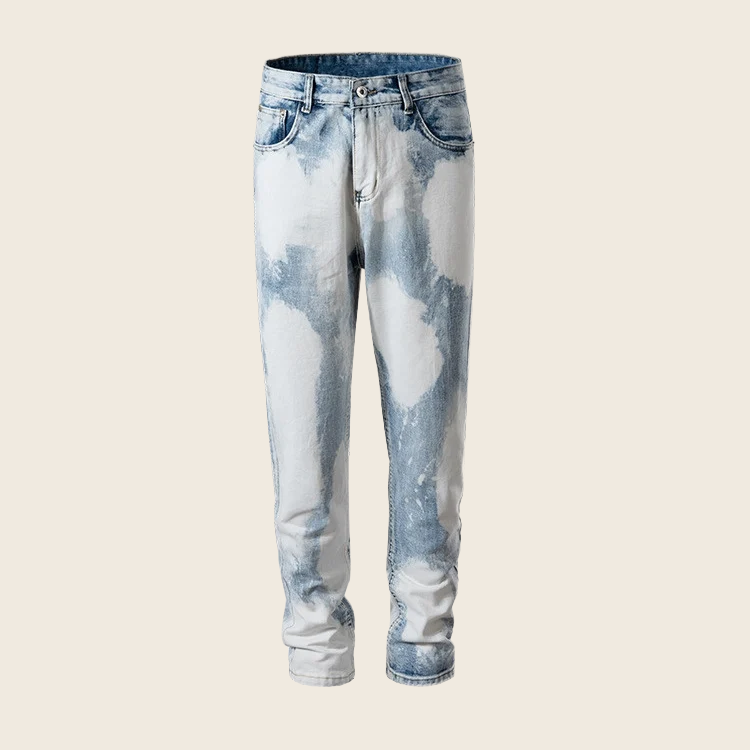 Contrast Washed Distressed Jeans - Unisex, enhanced product photo