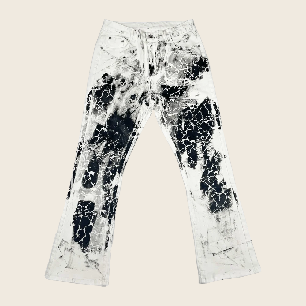 Dark Niche Loose Micro-Flare Denim - White, enhanced product photo