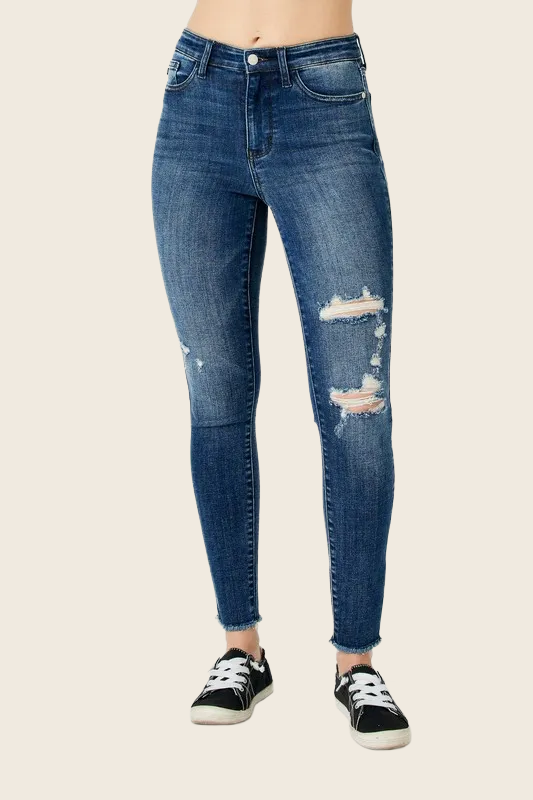 Judy Blue High-Waist Distressed Skinny Jeans, enhanced product photo