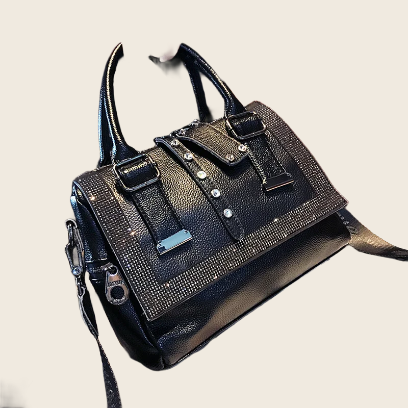 Rhinestone Cowhide Handbag - Women's, enhanced product photo