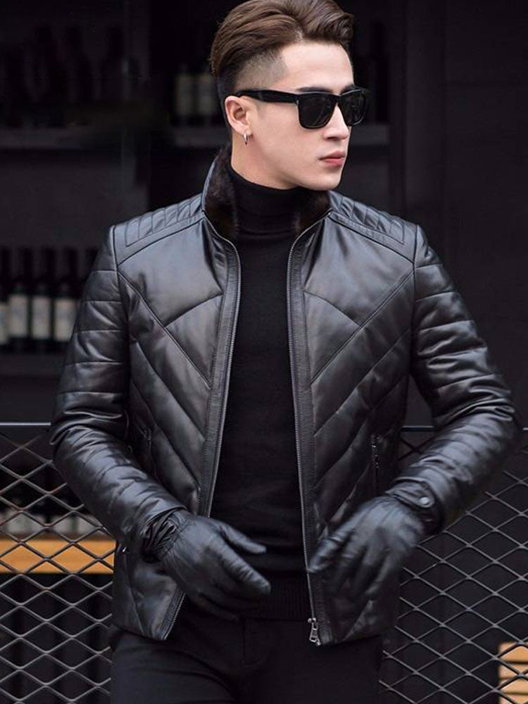 ShopBAM — Leather Down Jacket — Mink Velvet