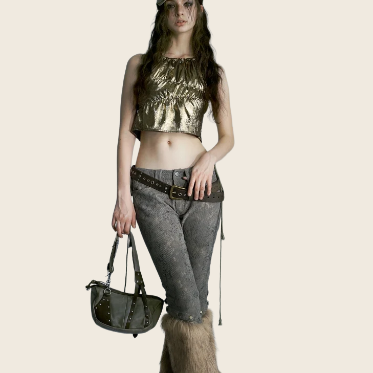 Fur Patchwork Capri Pants - Women's, enhanced product photo