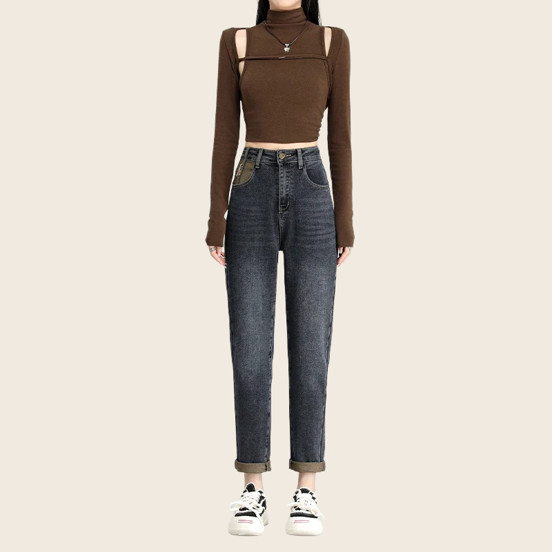 High-Waist Daddy Jeans - Women's, enhanced product photo