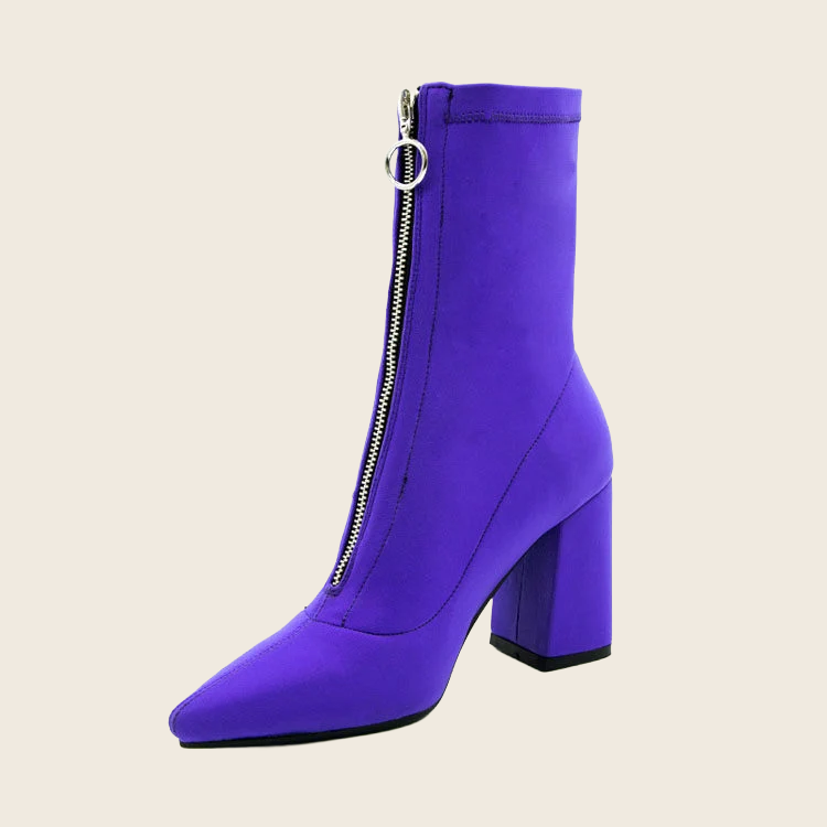 Breathable Stretch Chunky Heel Boots - Women's, enhanced product photo