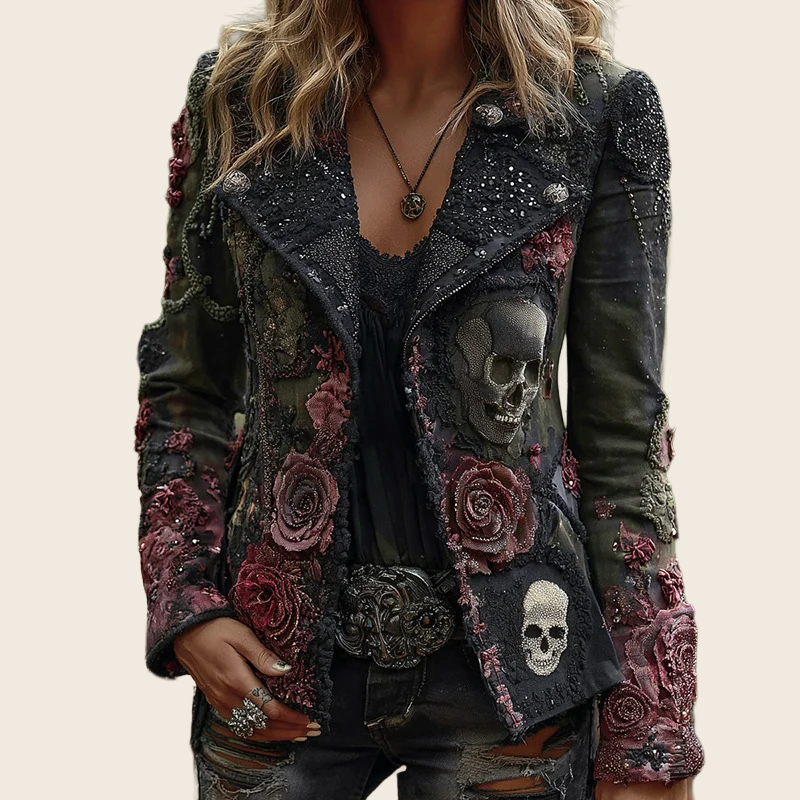 Skull & Rivet Punk Leather Jacket - Unisex, enhanced product photo