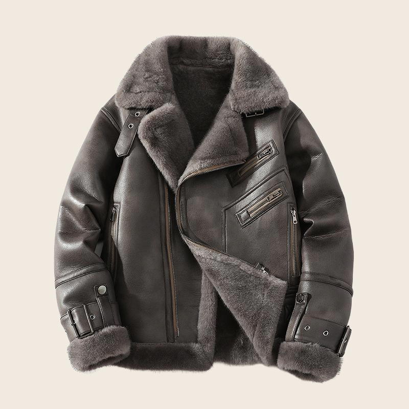 Fur Collar Fleece-Lined Winter Jacket - Men's, enhanced product photo