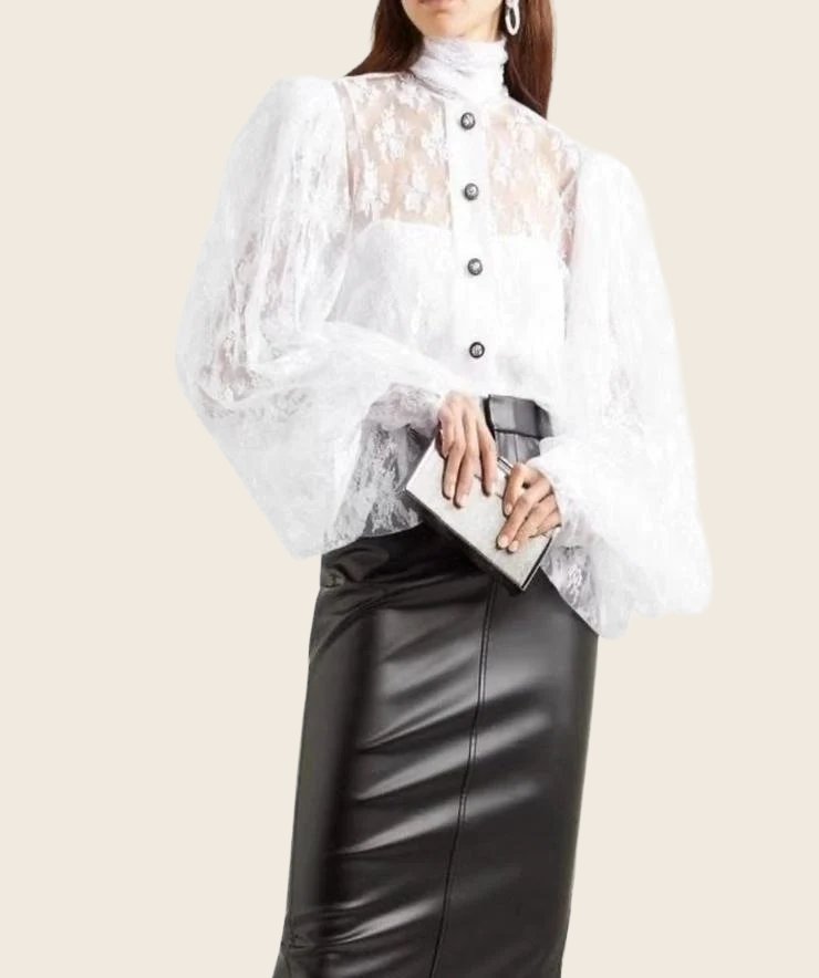 Embroidered Crystal Lace Top - Women's, enhanced product photo