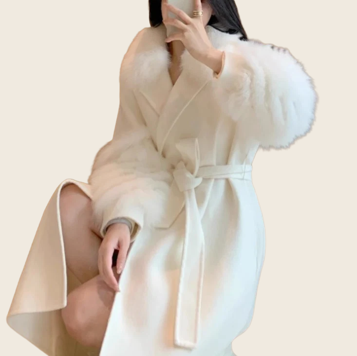 Overcoat - White, Mid-Length, enhanced product photo
