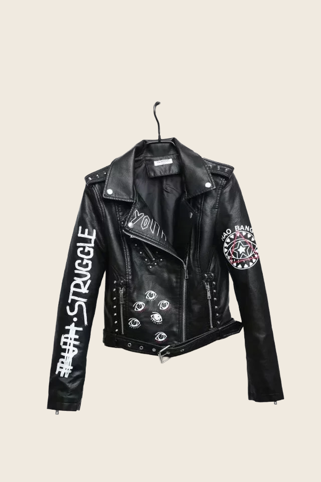 Faux-Fur Leather Jacket - Women's, enhanced product photo