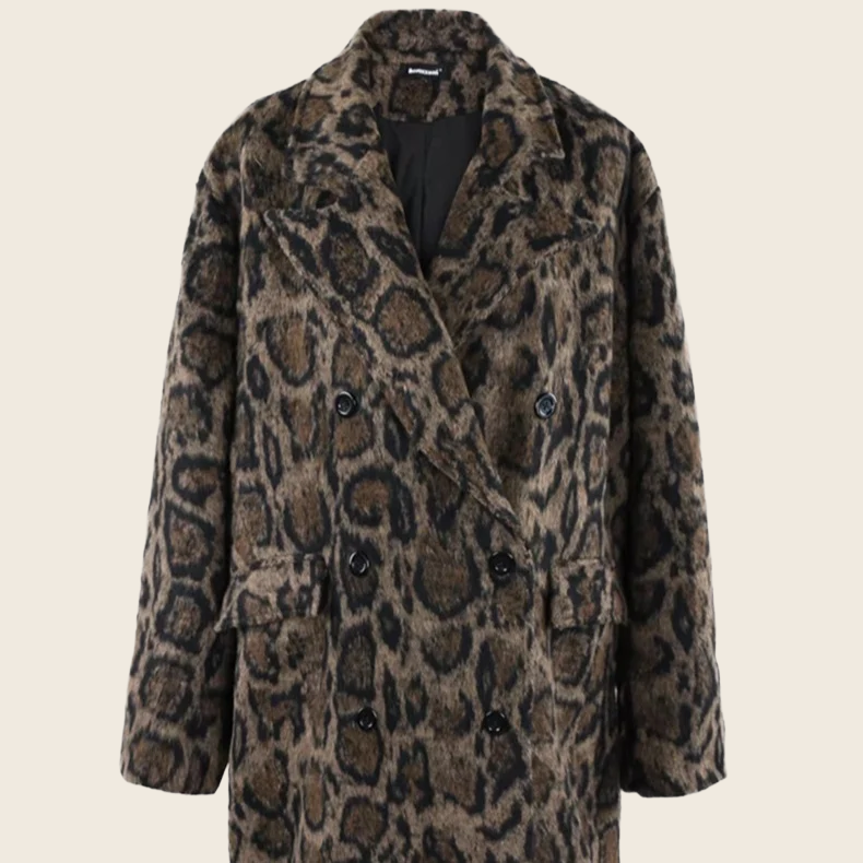 Leopard Print Wool Coat - Men's, enhanced product photo