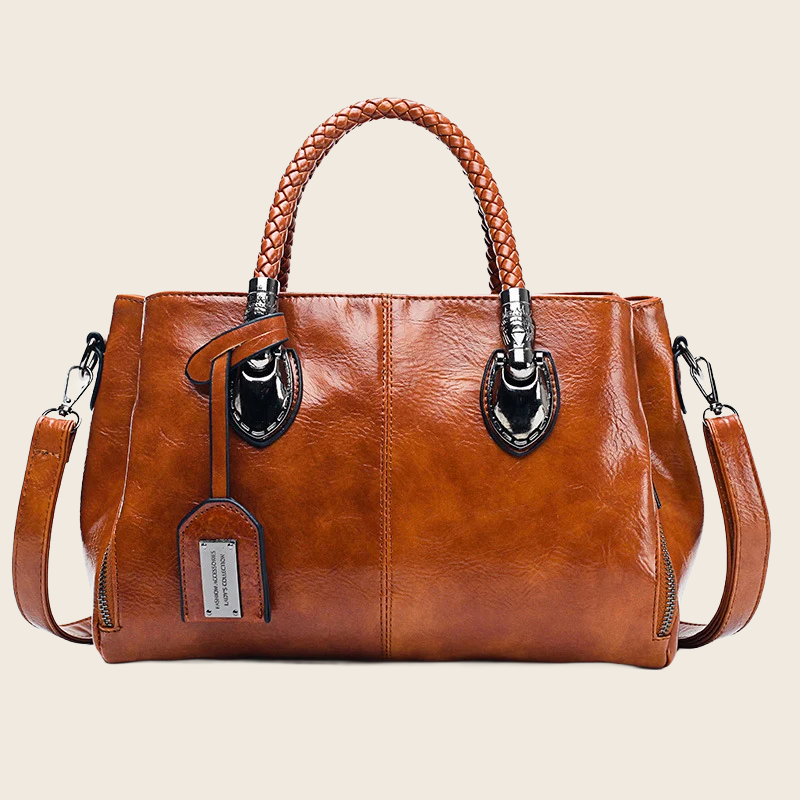 Oil Wax Leather Handbag - Women's, enhanced product photo