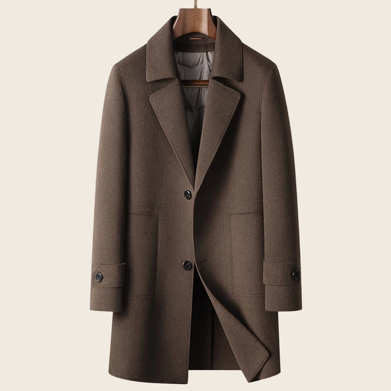 Wool Blend Down Coat - Unisex, enhanced product photo