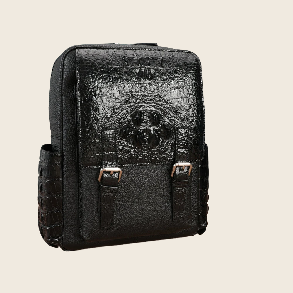 Crocodile Embossed Leather Bag - Men's, enhanced product photo