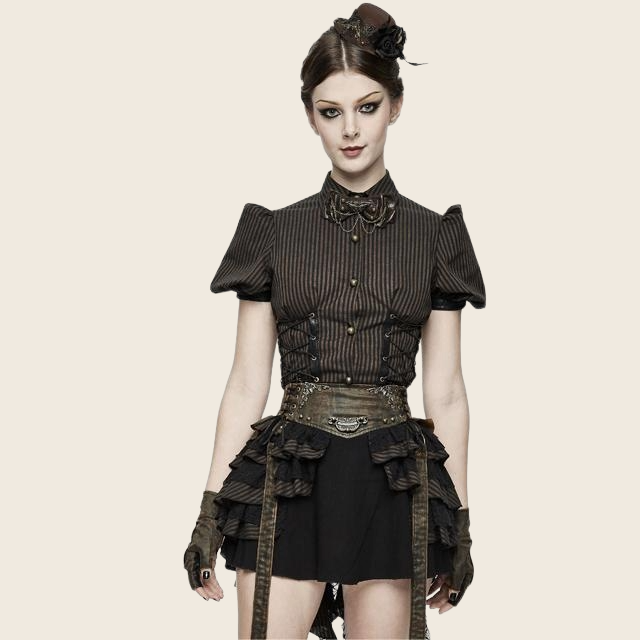 Steampunk Striped Vintage Skirt - Women's, enhanced product photo