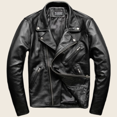Lapel Slim Fit Leather Motorcycle Jacket, enhanced product photo