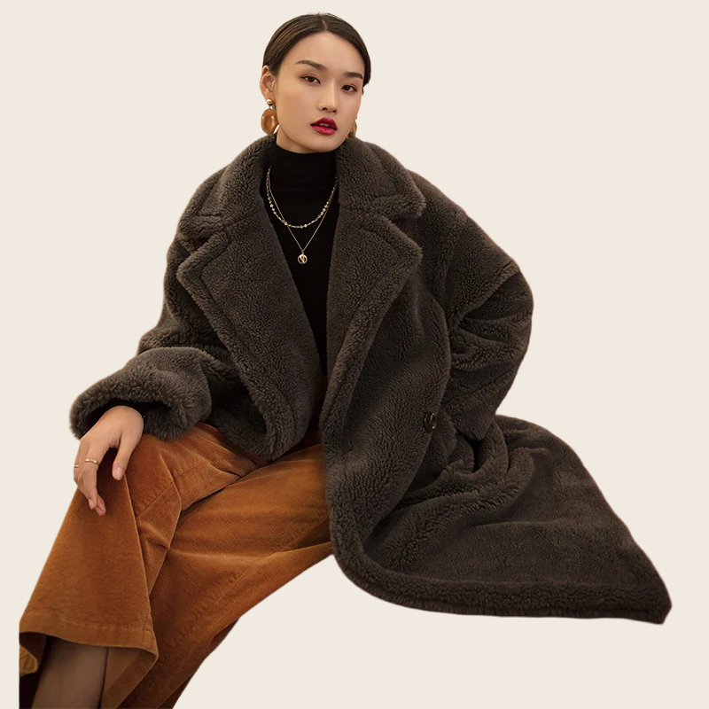 Wool Coat - Women's Loose Fit, enhanced product photo