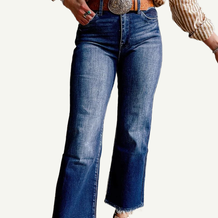 European Washed Frayed Hem Skinny Jeans - Women's, enhanced product photo