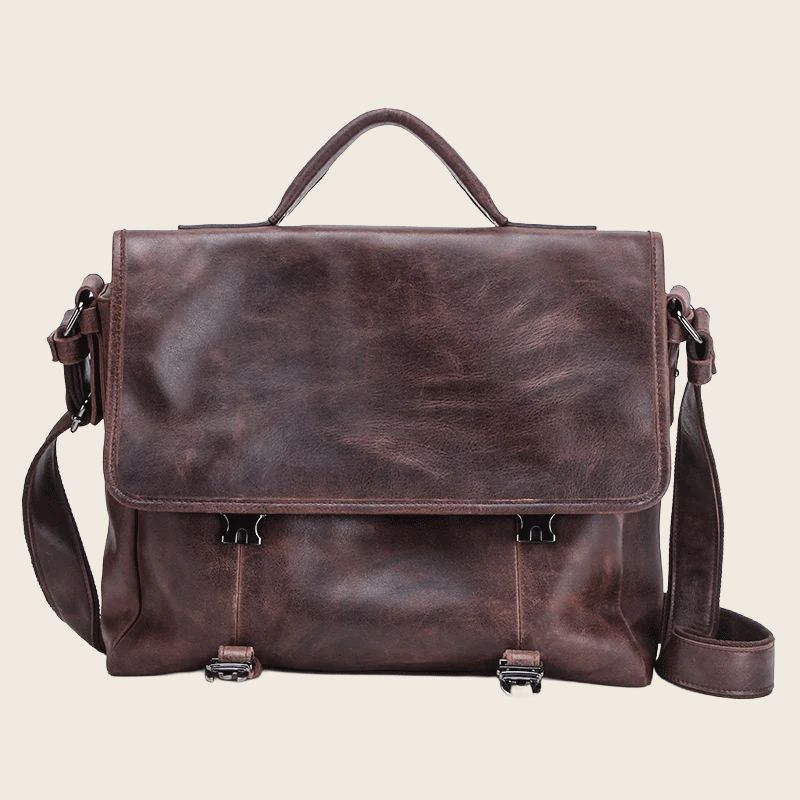 Leather Messenger Bag - Men's, enhanced product photo