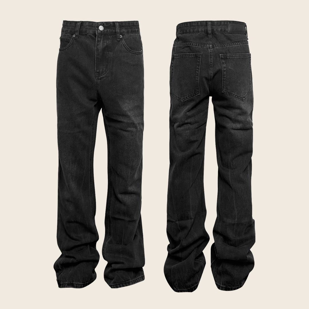 Washed Cracked Black Fit Denim - Midnight, enhanced product photo