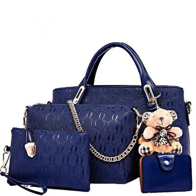 Embossed Four-Piece Handbag Set, enhanced product photo