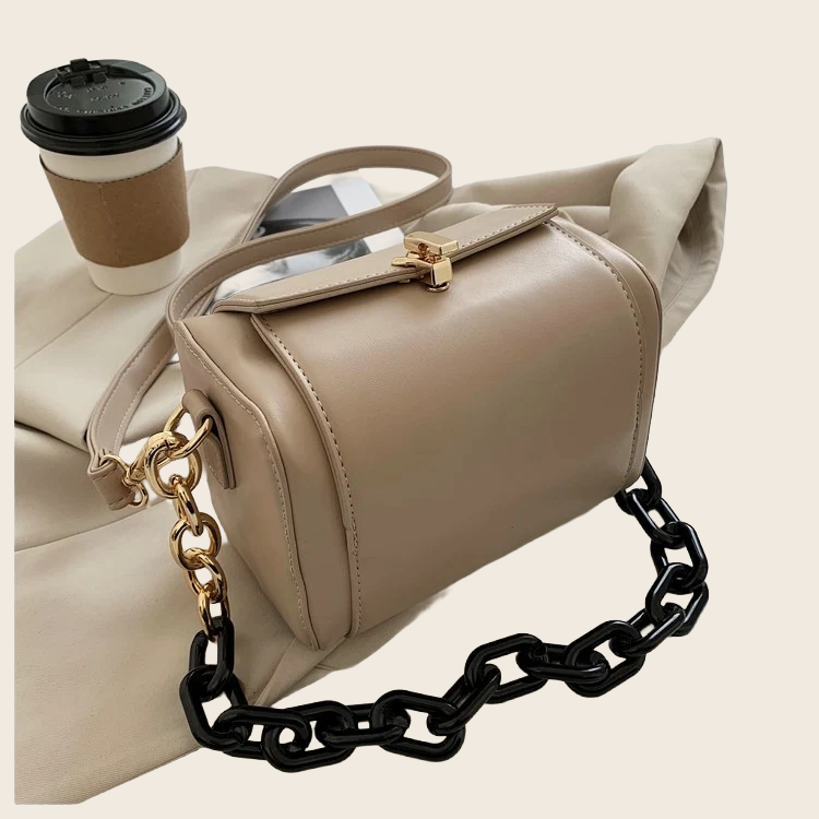 Chain Detail Square Tote Bag - Women's, enhanced product photo