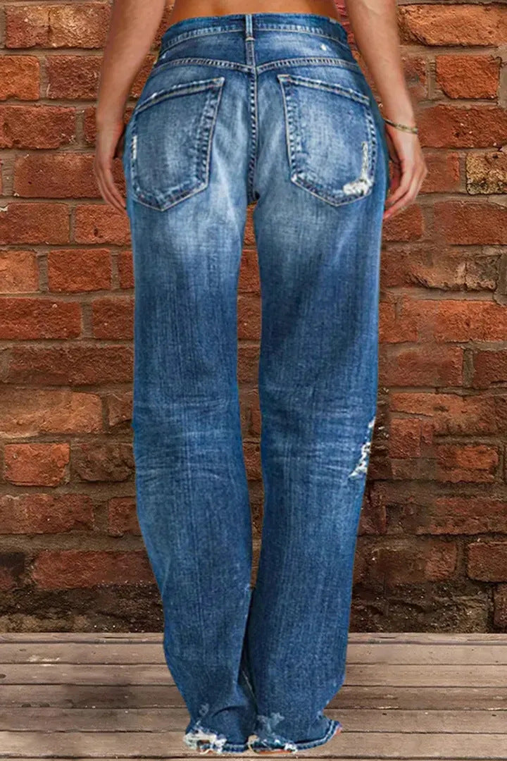 Ripped Loose Wide-Leg Jeans — Women&