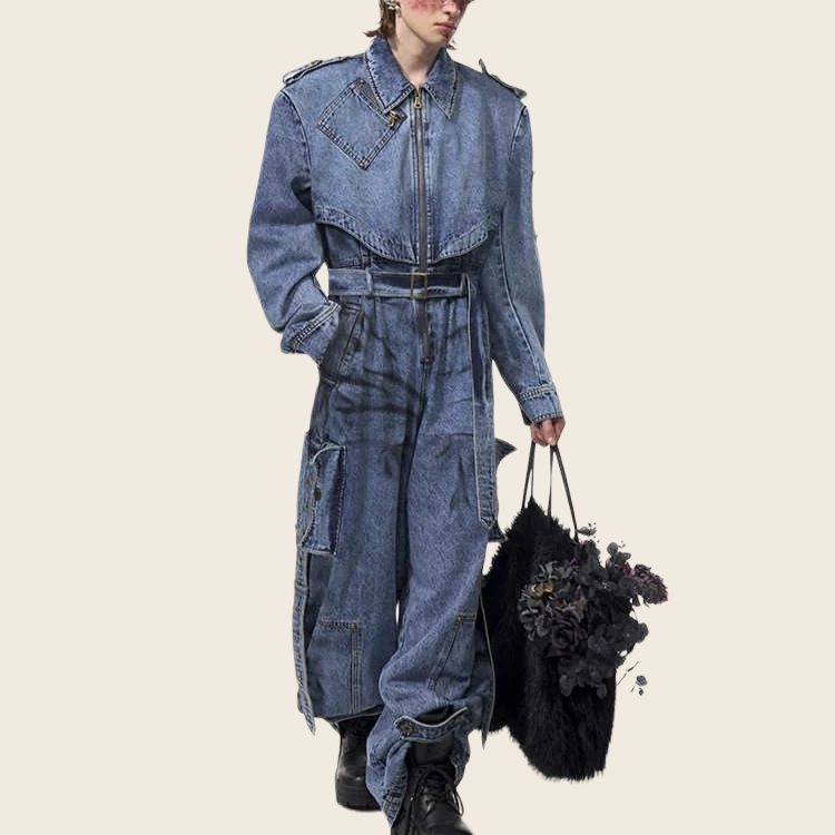 Dirty Dyed Denim Jumpsuit - Men's, enhanced product photo