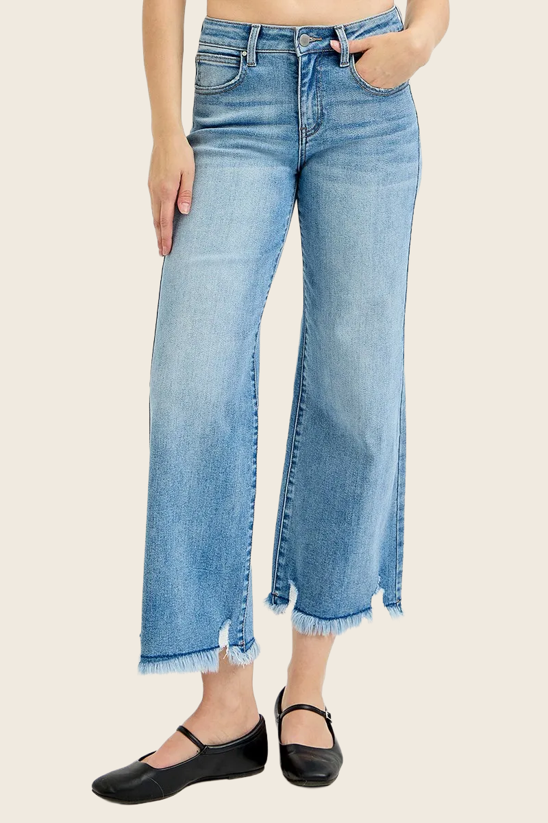 RISEN Mid-Rise Crop Wide Leg Jeans - Plus Size, enhanced product photo
