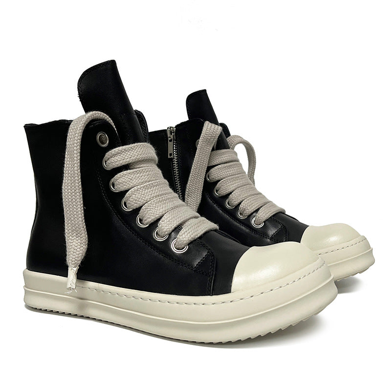 High-Top Cowhide Leather Sneakers — Unisex