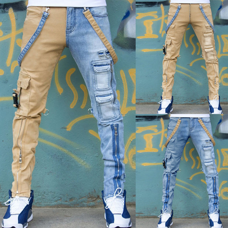 ShopBAM — Color Block Wash Slim Straight Denim — Multi-Tone