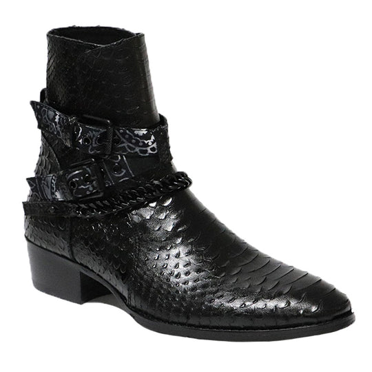 Serpentine Pointed Flower Chelsea Boots — Men&