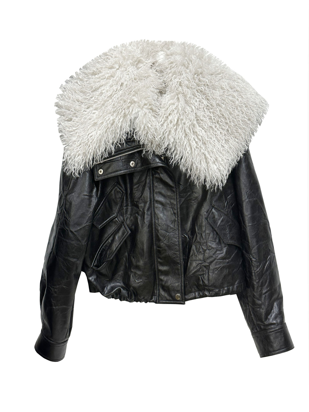 Detachable Fur Collar Leather Jacket — Retro