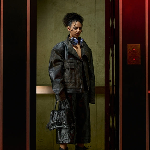 American Retro Distressed Thickened Stitching Leather Jacket Coat