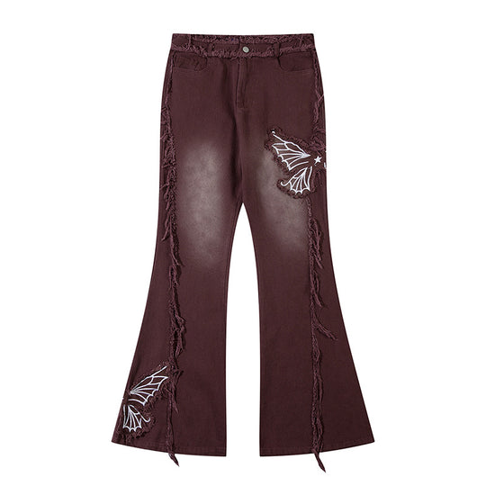 Retro Butterfly Embroidered Jeans — Women&