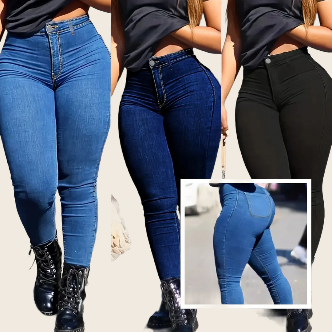 Solid High-Waist Skinny Jeans - Women's, enhanced product photo