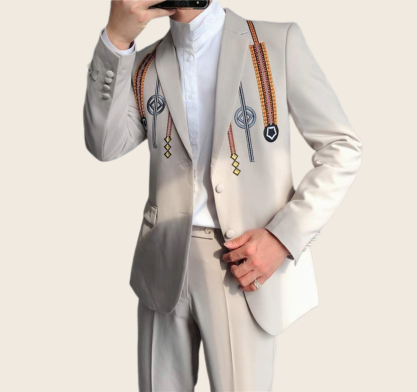 British Embroidery Slim Fit Suit - Men's, enhanced product photo
