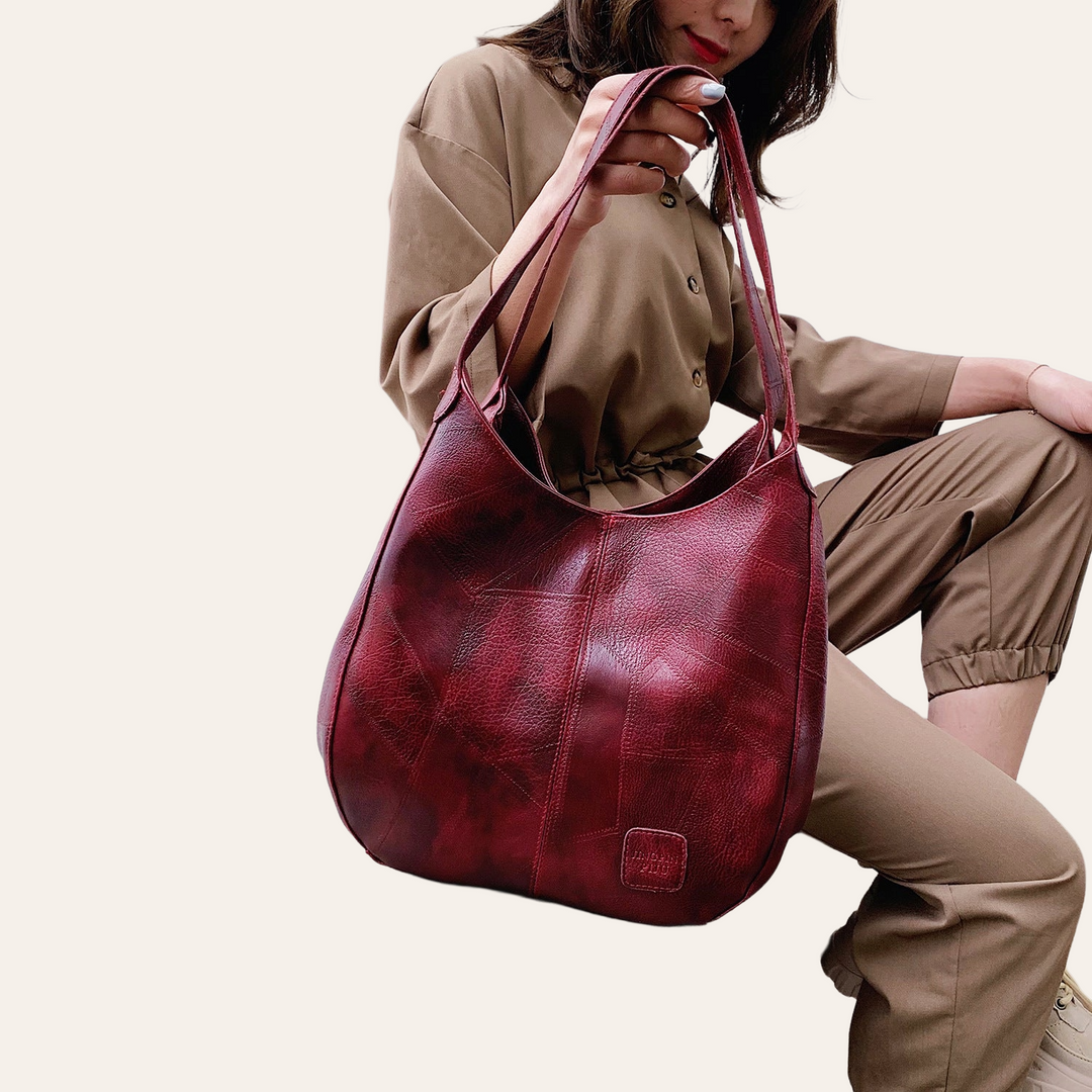 Vintage Leather Shoulder Bag - Women's, enhanced product photo