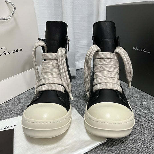 High-Top Cowhide Leather Sneakers — Unisex