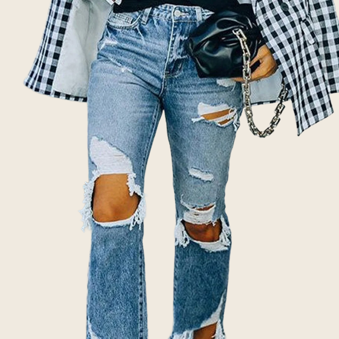 Ripped Personalized Jeans - Women's, enhanced product photo