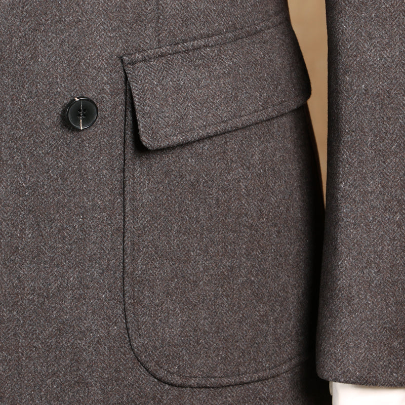 Herringbone Wool Coat — Double Breasted