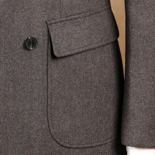 Herringbone Wool Coat — Double Breasted