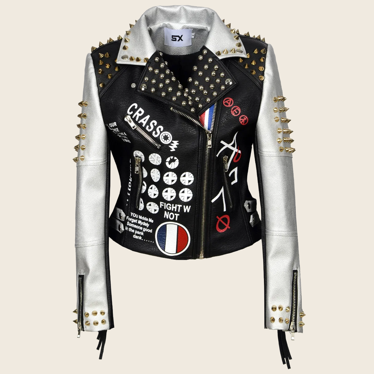 Rock Graffiti Leather Jacket - Unisex, enhanced product photo