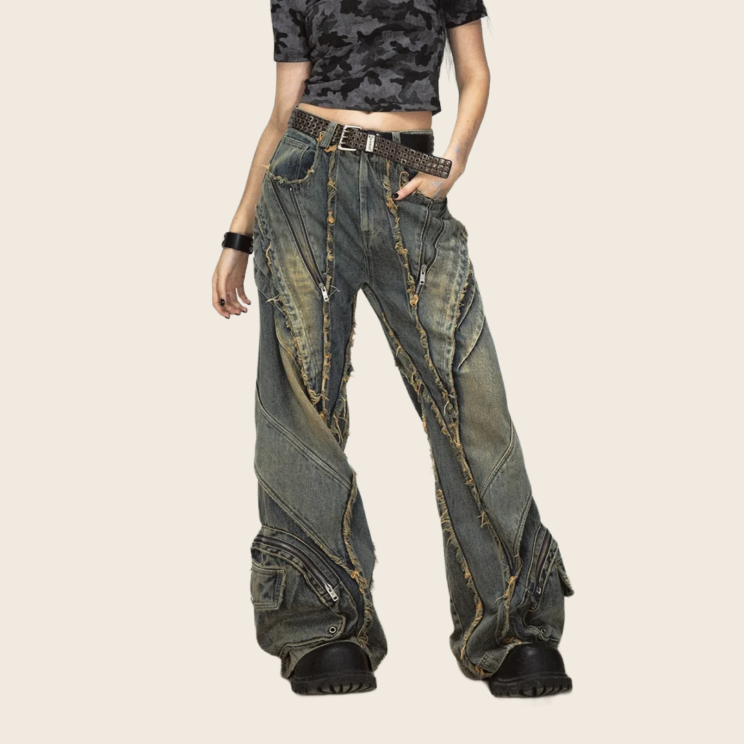 Destroyed Wide-Leg Jeans - Unisex, enhanced product photo