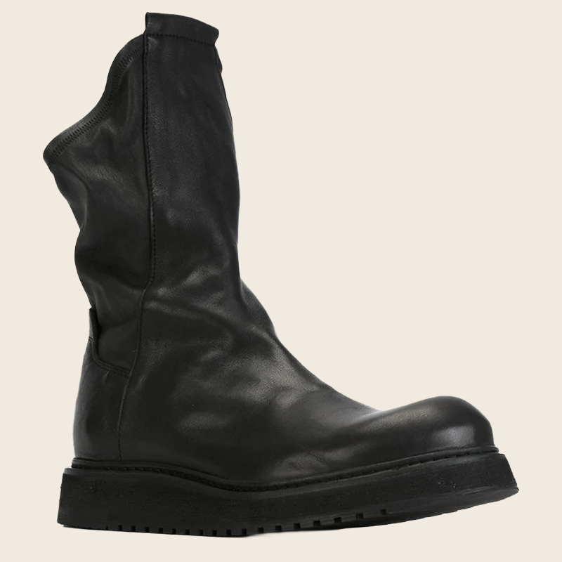 Velvet High-Top Retro Casual Leather Shoes - Men's, enhanced product photo